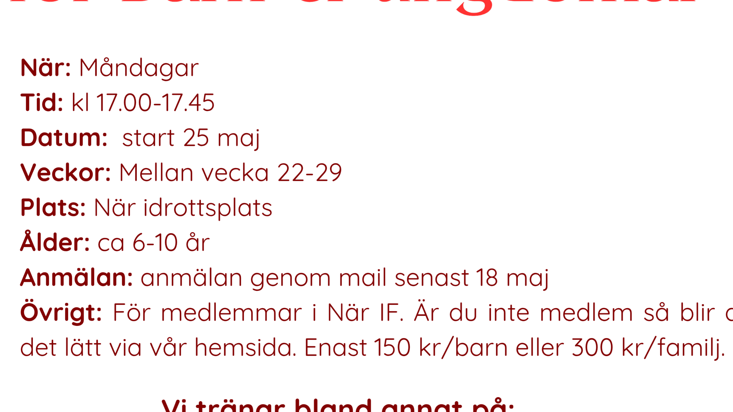 Löpträningar för barn ca 6-10 år